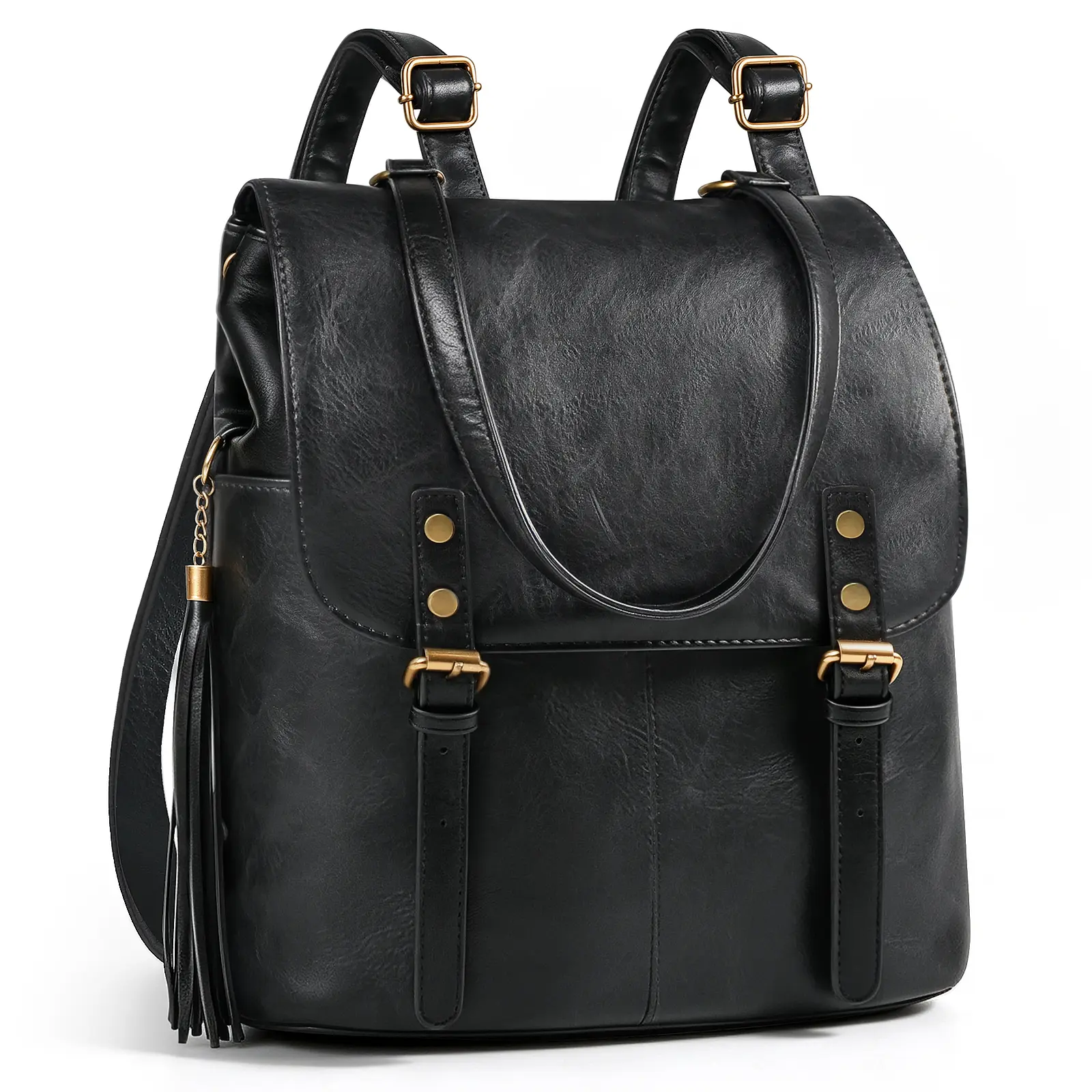CHERUBEL Western Tooled Floral Convertible Backpack for Women - Vintage Vegan Leather Shoulder Bag with Tassel - Multi-Purpose Boho Daypack Rucksack for Everyday Travel & Work