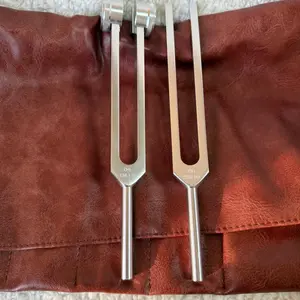 Professional Sound Therapy Tuning Fork Set |   With Activation Stick (128Hz/136.1Hz/256Hz/384Hz) |   Singing Bowl Companion for Anxiety Relief, Insomnia Improvement, Chakra Balancing & Deep Meditation