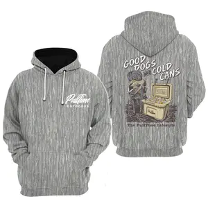 Pull Time Hoodie | Good Dogs, And Cold Cans Camo Hoodie 2, Men's Hunting Camo Hoodie, Vintage 3D , Gift Idea, Gift for Dad or Husband,Perfect For Outdoor Enthusiasts