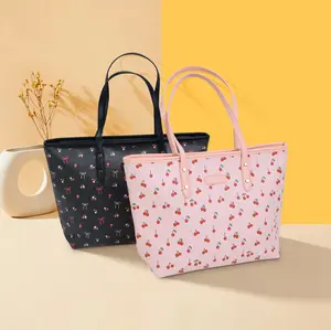 Fashion Large Capacity Tote Bag with Elegant Bow Print, Versatile Designer Shoulder and Underarm Bag for Women, Perfect for Work Commute, Dating, and Shopping