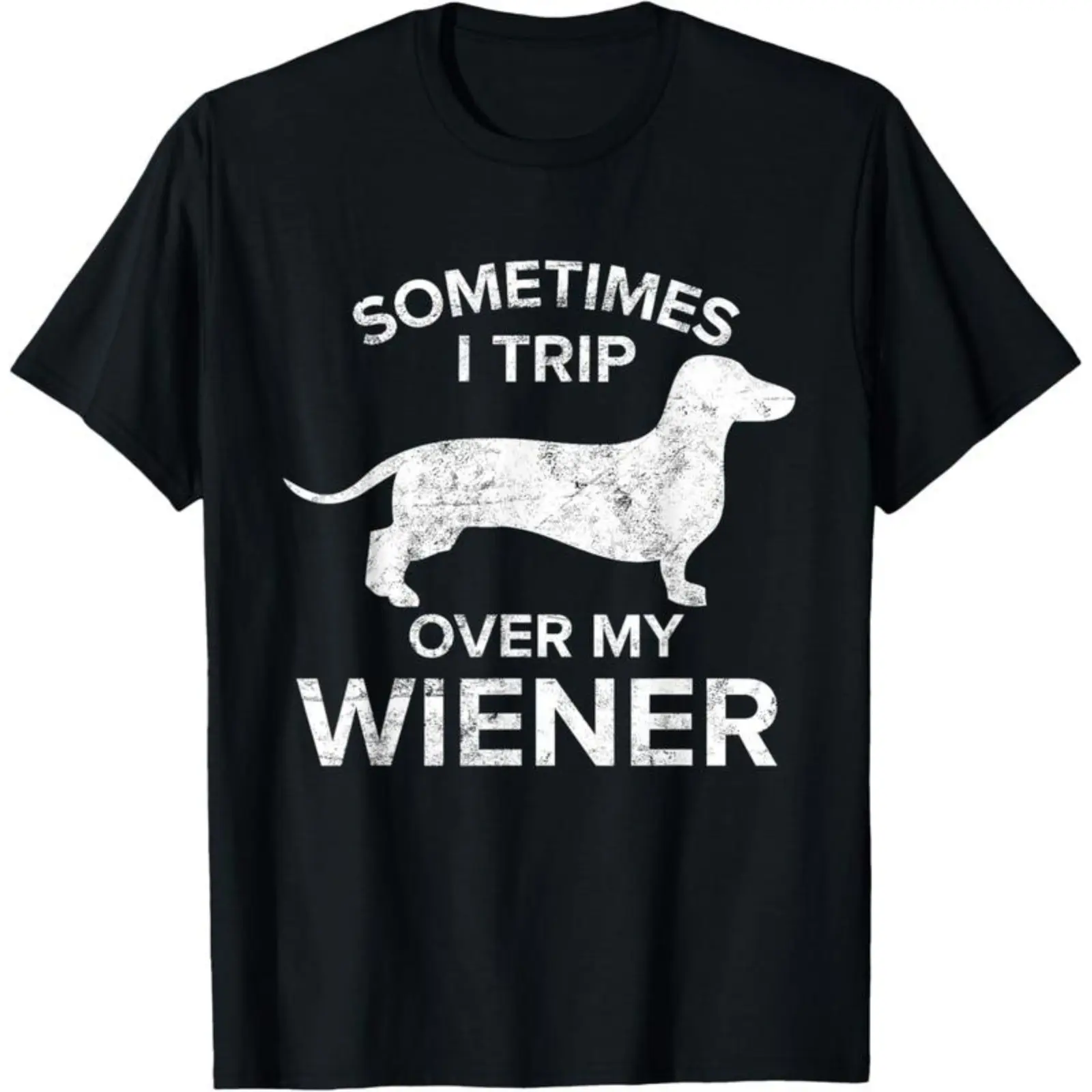 Men's/Women's Casual Short-Sleeve Crew Neck Humor Graphic Tee, Dachshund Themed "Sometimes I Trip Over My Wiener Dog" Shirt, Sports & Outdoor Top Gift, Shortsleeve, Tshirt, Menswear, Dachshund Gift, All Seasons, Sporty Sports Tops