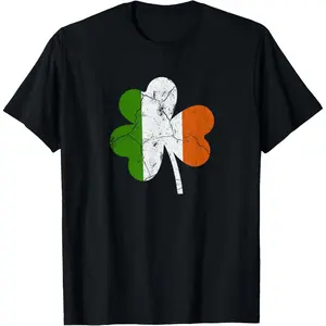 100% Cotton Distressed Ireland Flag Cool Men Women Shamrock Irish T-Shirt