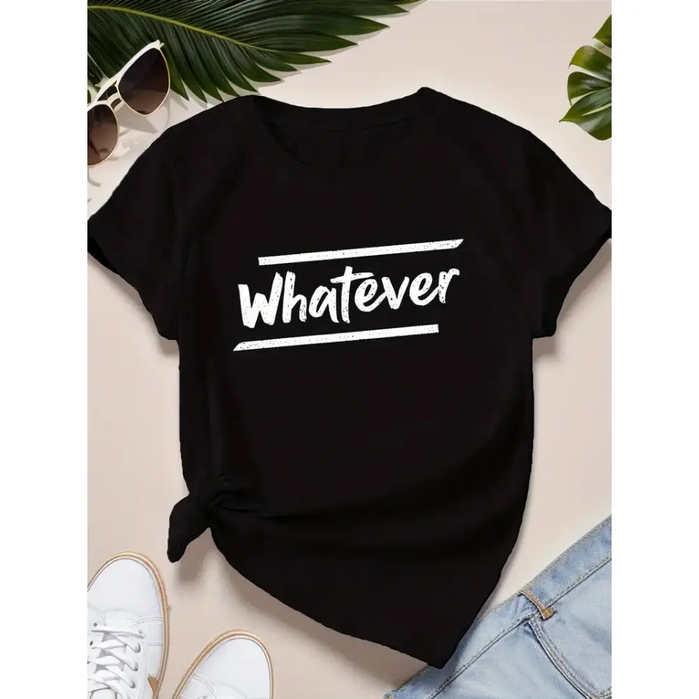 whatever in handwritten script Women's Plus Size Sports Short Sleeve T-Shirt