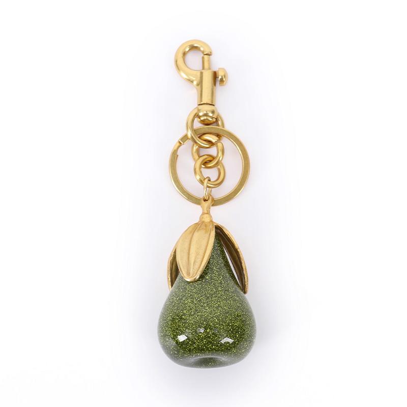 Green Pear Keychain Purse Charm - Cute Glitter Bag Accessory for Handbags, Perfect Birthday & Holiday Gift