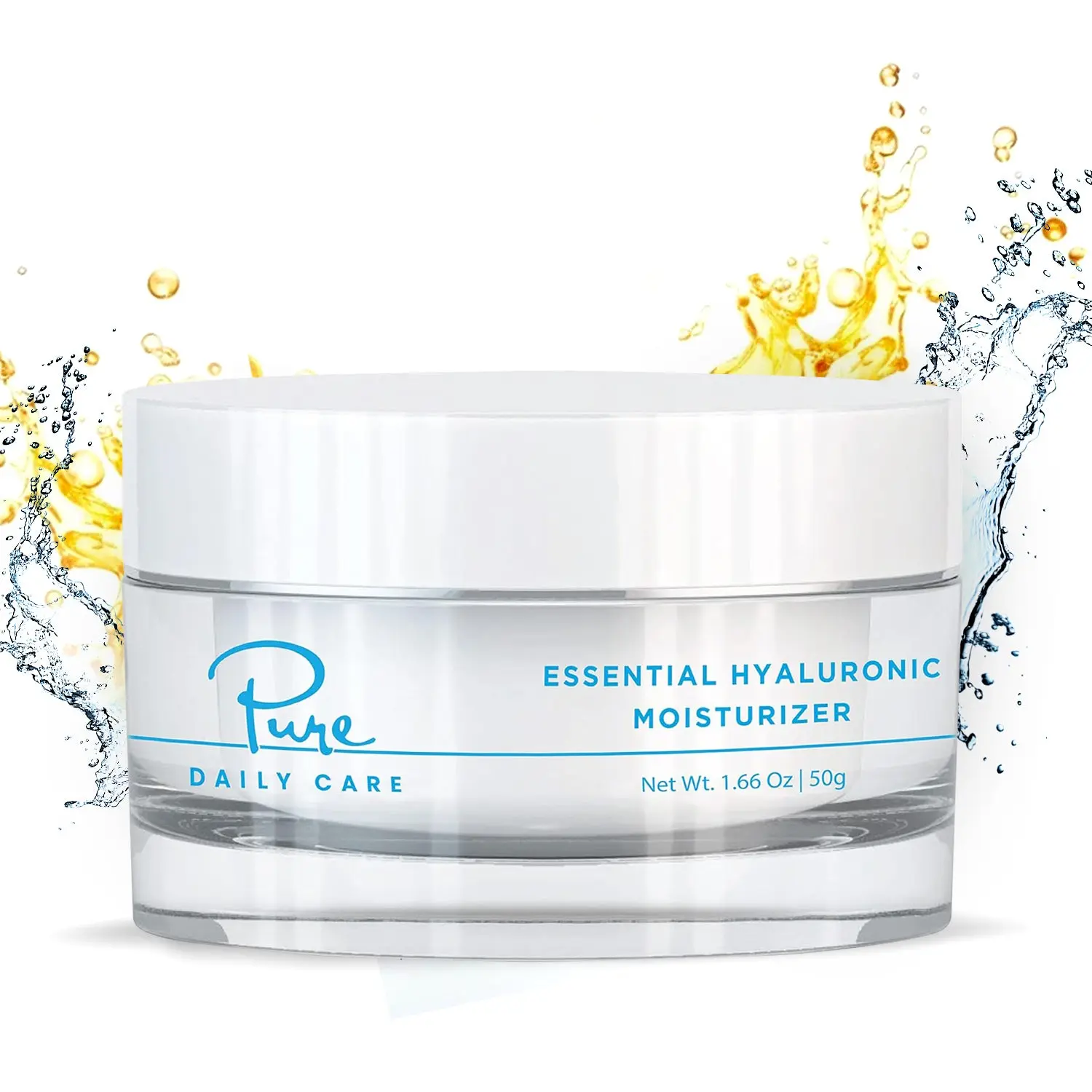 Essential Hyaluronic Moisturizer by Pure Daily Care Ultra-Hydrating Lightweight Cream with Jojoba & Apricot Oil for All Skin Types 1.66 oz
