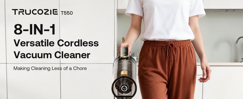 【Homeika 2026 New Arrivals】Trucozie T550 Cordless Vacuum Cleaners for Home, 8-in-1/50Min/150W Powerful Suction, Self-Standing Cordless Stick Vacuum Cleaner, Lightweight Anti-Tangle Rechargeable Vacuum for Floor/Carpet/Pet Hair/Car