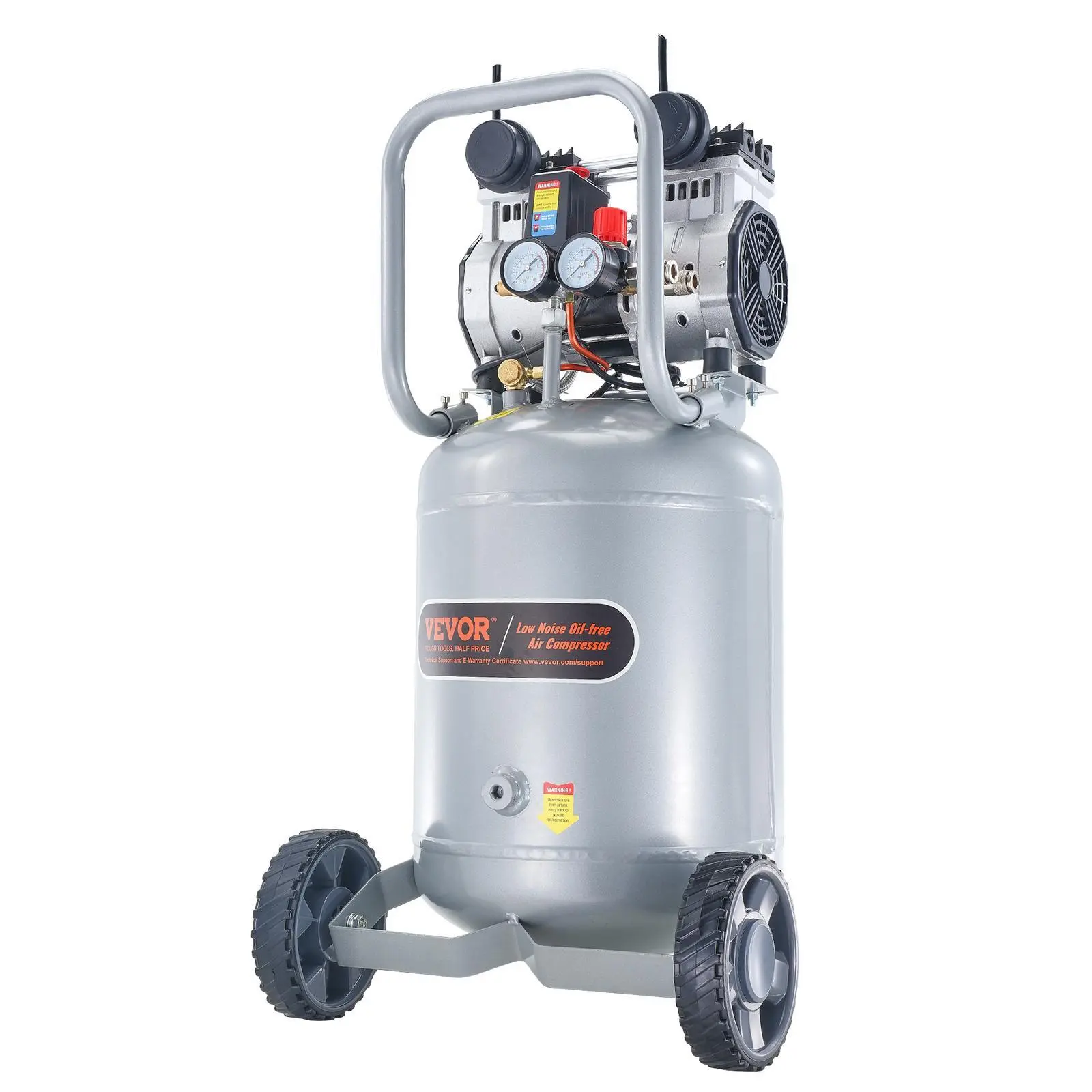 【Summerfinds】VEVOR 13 Gallon Air Compressor,  2HP 4.6 SCFM@90PSI Oil Free Air Compressor Tank, 66dB Ultra-Quiet Compressor for Tire Inflation, Auto Repair, Woodwork Nailing, Spray Painting (125PSI Max Pressure)
