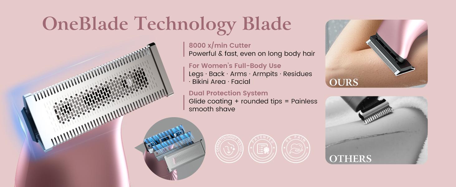 Akunbem Bikini Trimmer for Women – 2-in-1 Dual-Head Electric Shaver, Painless & Waterproof, Perfect for Face, Bikini, Arms & Legs