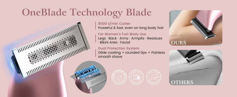 Akunbem Bikini Trimmer for Women – 2-in-1 Dual-Head Electric Shaver, Painless & Waterproof, Perfect for Face, Bikini, Arms & Legs