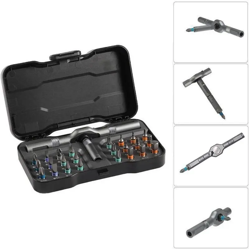 DEEOEE 24 in 1 DlY Screwdriver Set,1 Set SwitchableScrewdriver Shape Magnetic Screwdriver Set,Compact and Portable Ratchet Screw0driver SetHome Repair Tool Box