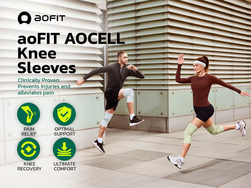 aoFIT Knee Sleeve,Medium Compression Knee Sleeves for Men and Women,Knee Compression Brace for Tired and Achy Knees,Comfortable, Lightweight Knee Sleeves Running and Sports
