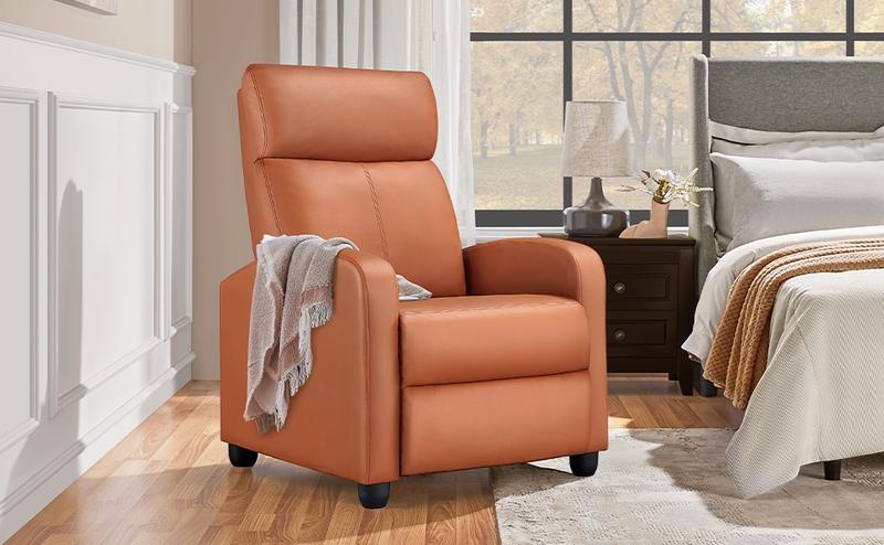 【Valentine Gift】Yaheetech Recliner Chair Adjustable Recliner Sofa with Lumbar Support Modern Upholstered Reclining Chair for Living Room Bedroom Home Theater, PU Leather/Fabric