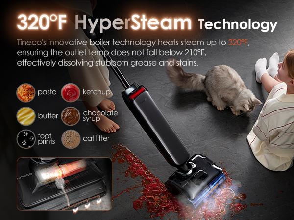 Tineco Floor One S9 Artist Steam Wet Dry Vacuum Cleaner, High-temp Steam Cleaning, 22kPa Suction, 360° SmoothDrive, Anti-Tangle Design, 185°F Flashdry, Long Runtime, 180° Lay-Flat