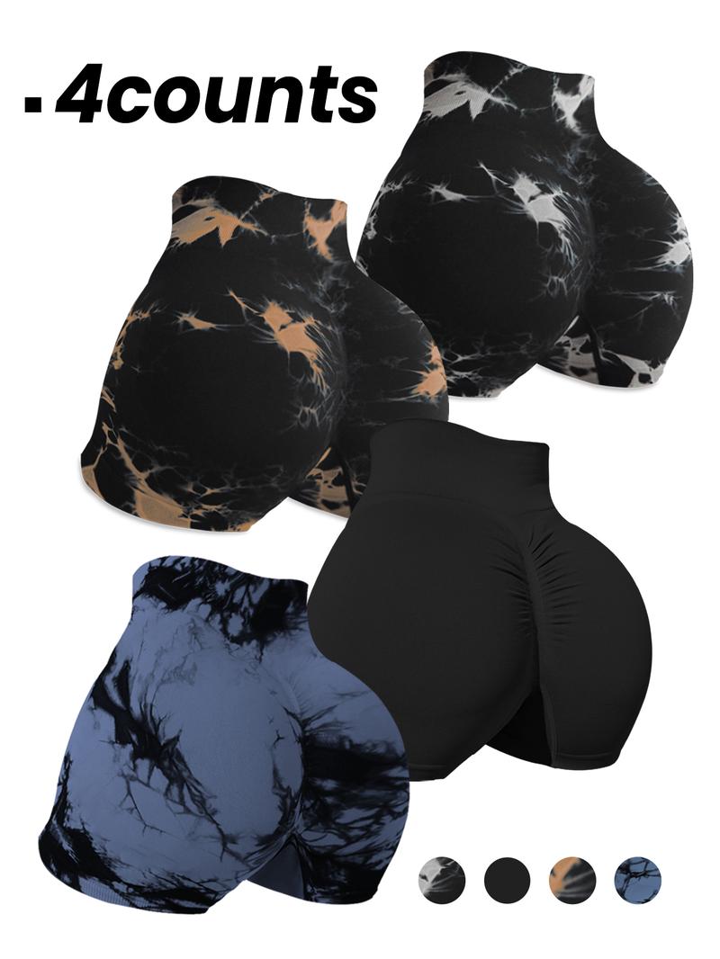 TCVC Women's Tie Dye High Waist Sports Shorts, Casual Comfy Breathable Skinny Athleisure Casual Shorts for Yoga Gym Workout Running,Ladies Sportswear for All Seasons