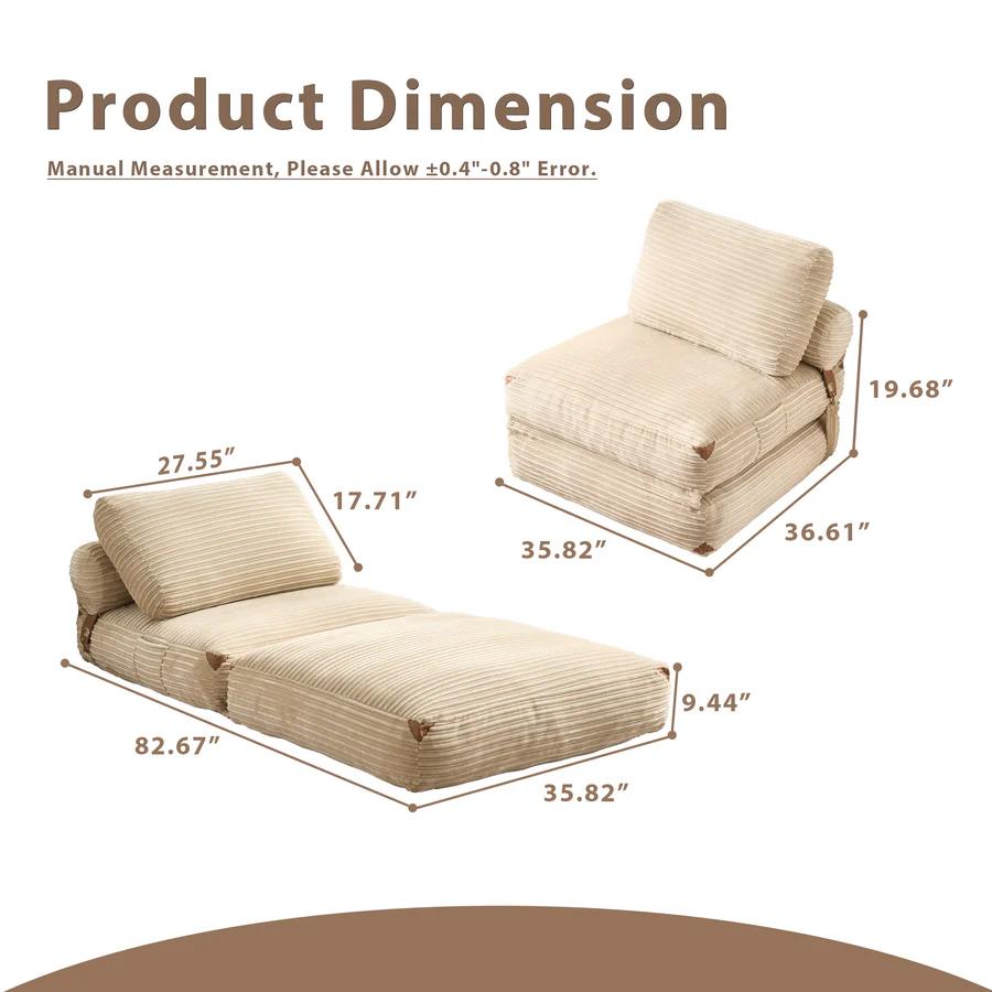 OOSWIFT 3 in 1 Convertible Folding Sofa Bed, Convertible Sleeper Chair with Pillow Foldable Mattress with Back Support Upholstered Soft Couch OOSWIFT 3 in 1 Convertible Folding Sofa Bed, Convertible Sleeper Chair with Pillow Foldable Mattress with Back Support Upholstered Soft Couch