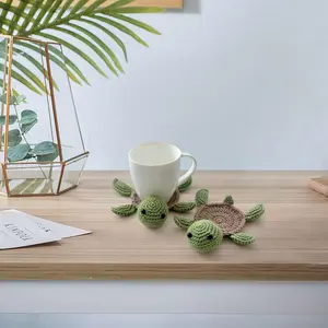 Funny Crochet Tortoise Coasters for Drinks Stylish Coaster Set for Coffee Mugs Cups Table Tabletop Protection Chic Home Decor Wonderful Housewarming Gift for New Home