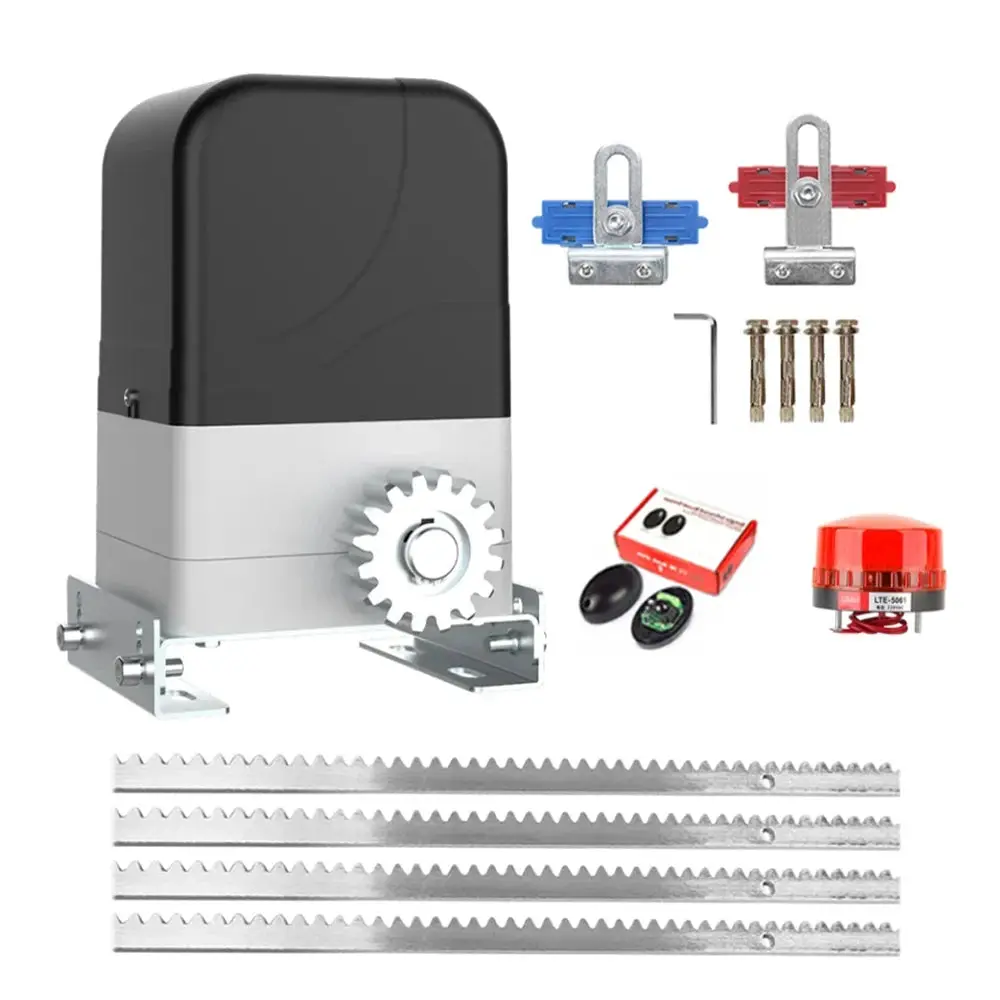 Automatic Gate Opener, 300 Kgs Compact 24Vdc Wi-Fi Smart Sliding Gate Opener with Built-in Limit Switch, Built-in Control Panel, Adjustable Resistance Sensitivity, 4m Steel Gear Tracks, Steel Racks, Infrared Sensor Kits, -20°C~+55°C Operating Temp Range
