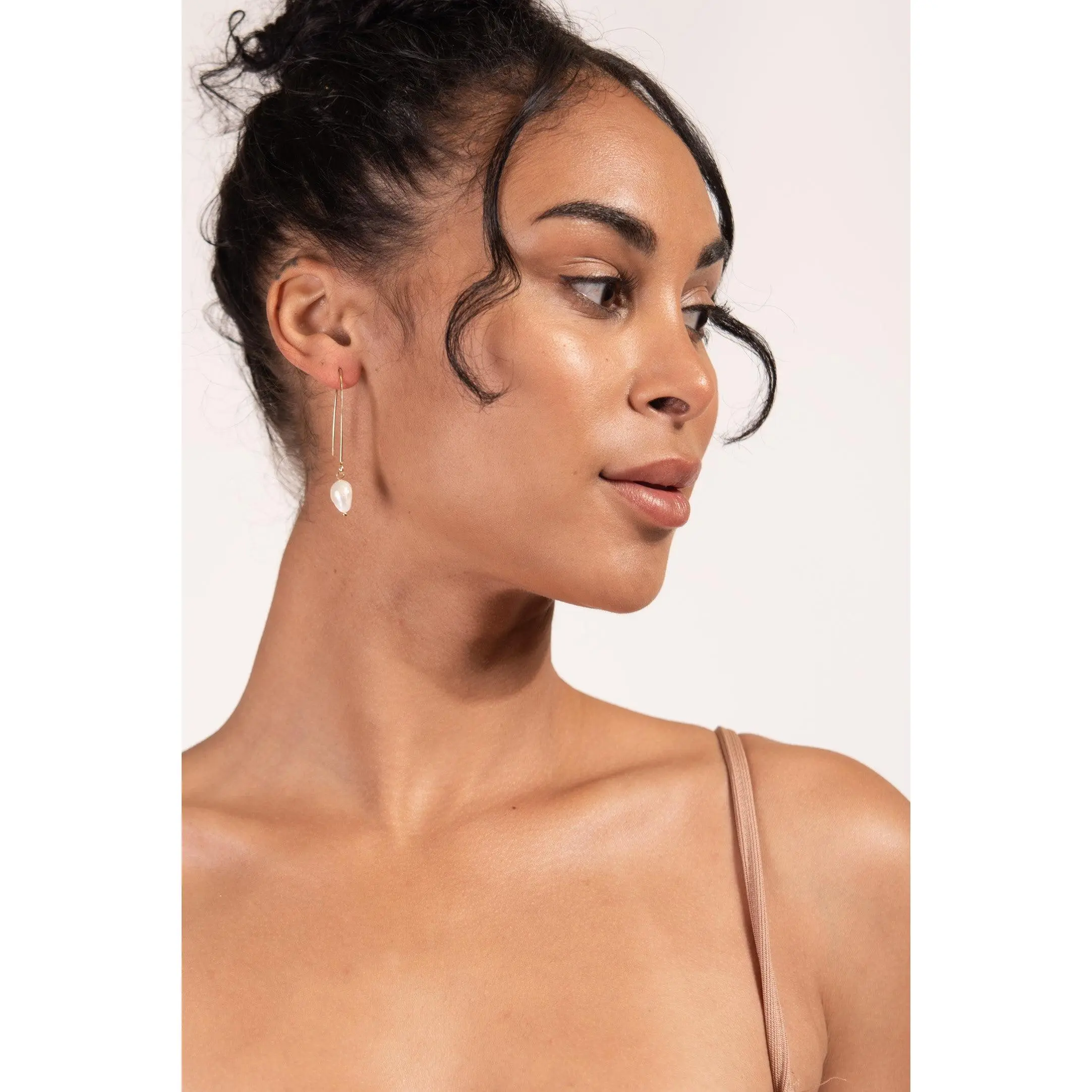 Tahlia Threaded Drop Hook Pearl Earrings