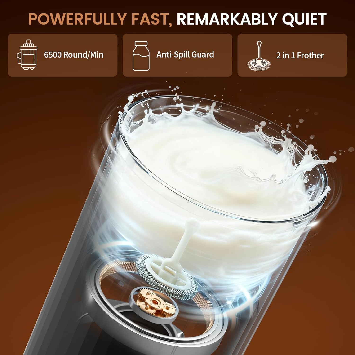 COWSAR 6-in-1 Milk Steamer and Frother, Hot & Cold Foam Milk Warmer  with Temperature Control, for Cold/Hot Foam & Heated Milk, Stainless Steel Inner, Perfect for Home and Office Use