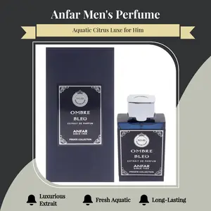 Anfar London Ombre Bleu Pour Homme Extrait De Parfum Single Item - 50 ml (1.7 fl oz) Aquatic Citrus Men's Fragrance with Sea Notes, Bergamot, Long-Lasting Wear