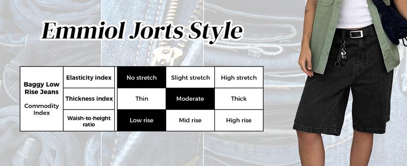 EMMIOL Women's Jorts Mid-Low Waisted Baggy Jeans Jorts Summer Casual Denim Loose-Fitting with Basic 5 Pockets - Blue Street Womenswear EMMIOL Women's Jorts Mid-Low Waisted Baggy Jeans Jorts Summer Casual Denim Loose-Fitting with Basic 5 Pockets - Blue Street Womenswear