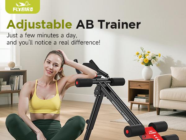 FLYBIRD Ab Workout Equipment, Adjustable Ab Machine Full Body Workout for Home Gym, Strength Training Exercise Equipment for Body Shaping Foldable Waist Trainer Suitable for Beginner