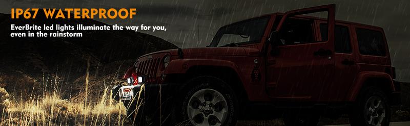 EverBrite 2PCS 4 Inch 60W Led Pods, Off Road Light Pods, White Amber Strobe 6 Modes with Memory Function, 12V Led Lights for Trucks Car ATV SUV Cabin Boat, 16AWG Wiring Harness Kit