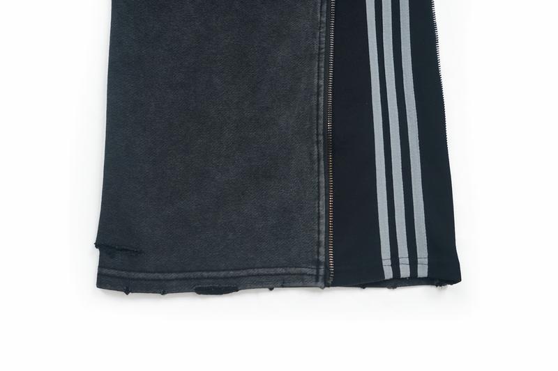 Flooo Loose Washed Sweat Jeans Pants Women's Wear with Drawstring & Ripped Design Wide Leg Comfortable Stylish Machine Washable