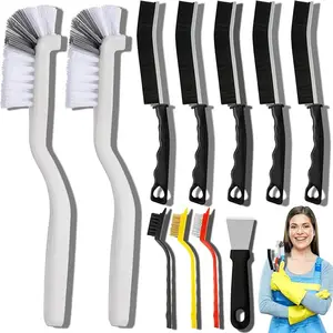 11pcs Gap Cleaning Brush Set, Hard-Bristle Cleaning Supplies for Corners, Sinks, Cups, Teapots, Bottles, and Blenders, Long-Handle Crevice Cleaning Brush for Small Gaps in Bathrooms, Kitchens, Toilets, and Window Grooves hooks