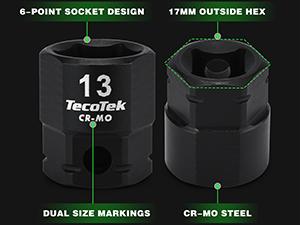 TecoTek 14-Piece 3/8-Inch Drive Metric Low Profile Impact Socket Set 6mm-19mm No Skips 6 Point CR-MO Shorter for Tight Areas