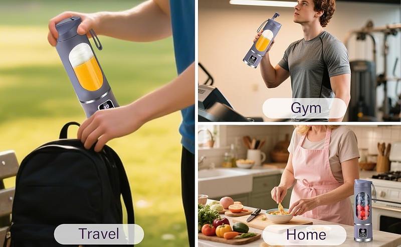 Smart LED Portable Blender Personal Juicer for Shakes,Fresh juice and Smoothies - 20 OZ Electric Protein Shaker Bottle with Insulated Sleeve, Travel Lid, USB-C Rechargeable - 12 blades,with strong blending Small Blender Cup for Kitchen, Office, Gym