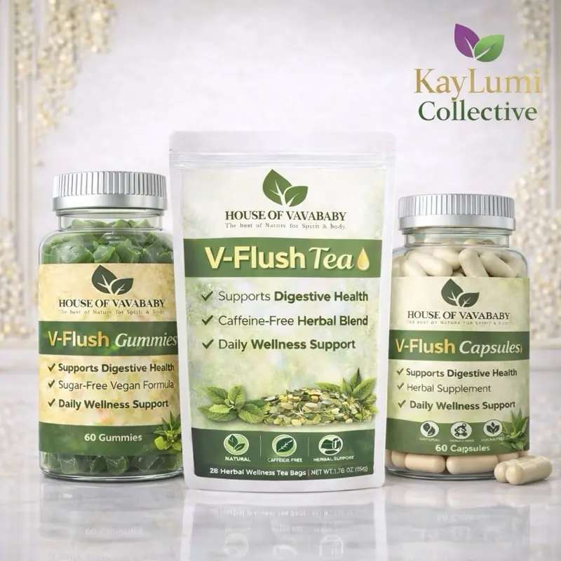 V-Flush Wellness Support Trio  Herbal Tea • Gummies • Capsules Skin Brightening Kit Face Lift Kit