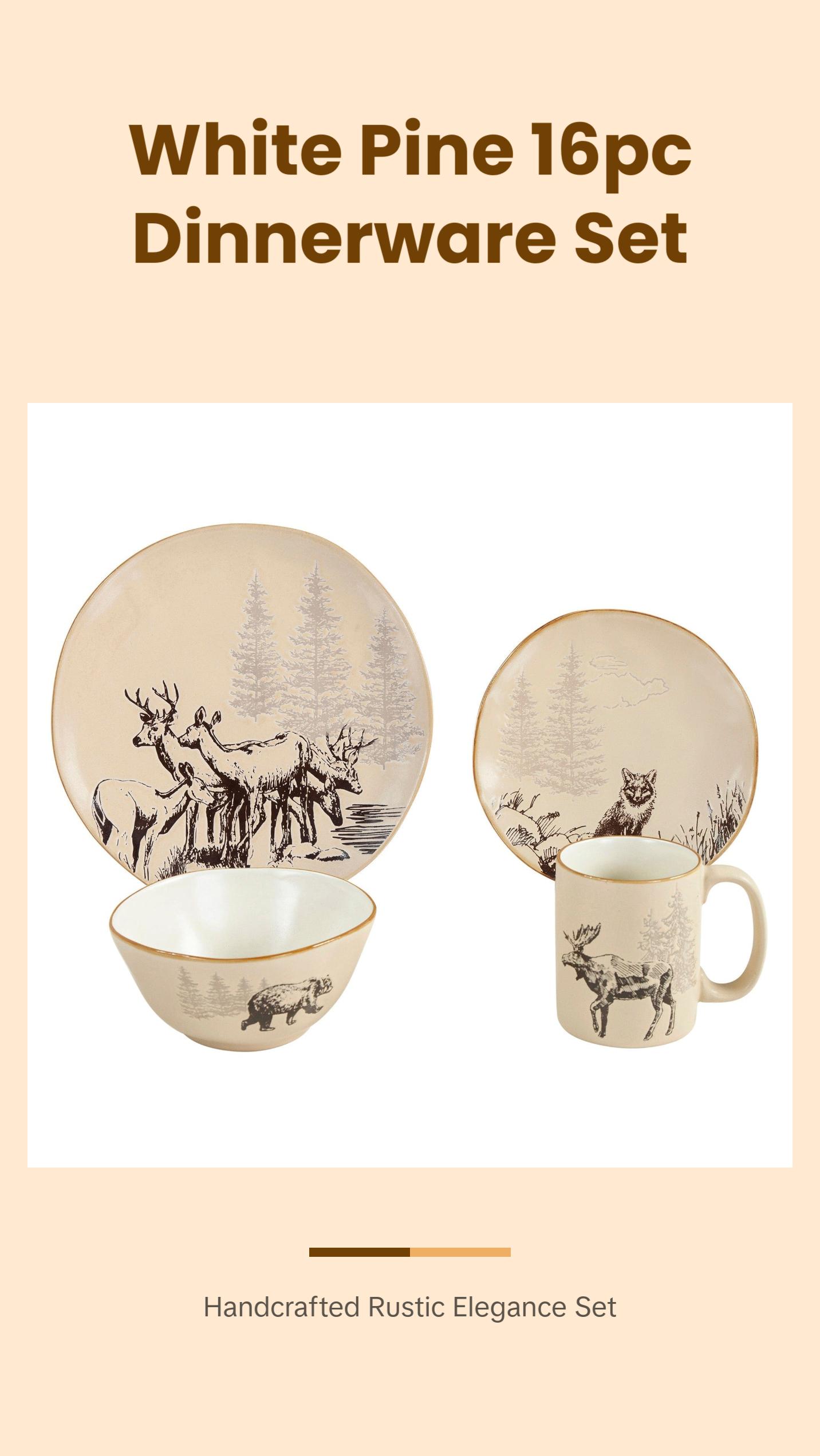 White Pine 16PC Ceramic Dinnerware Set