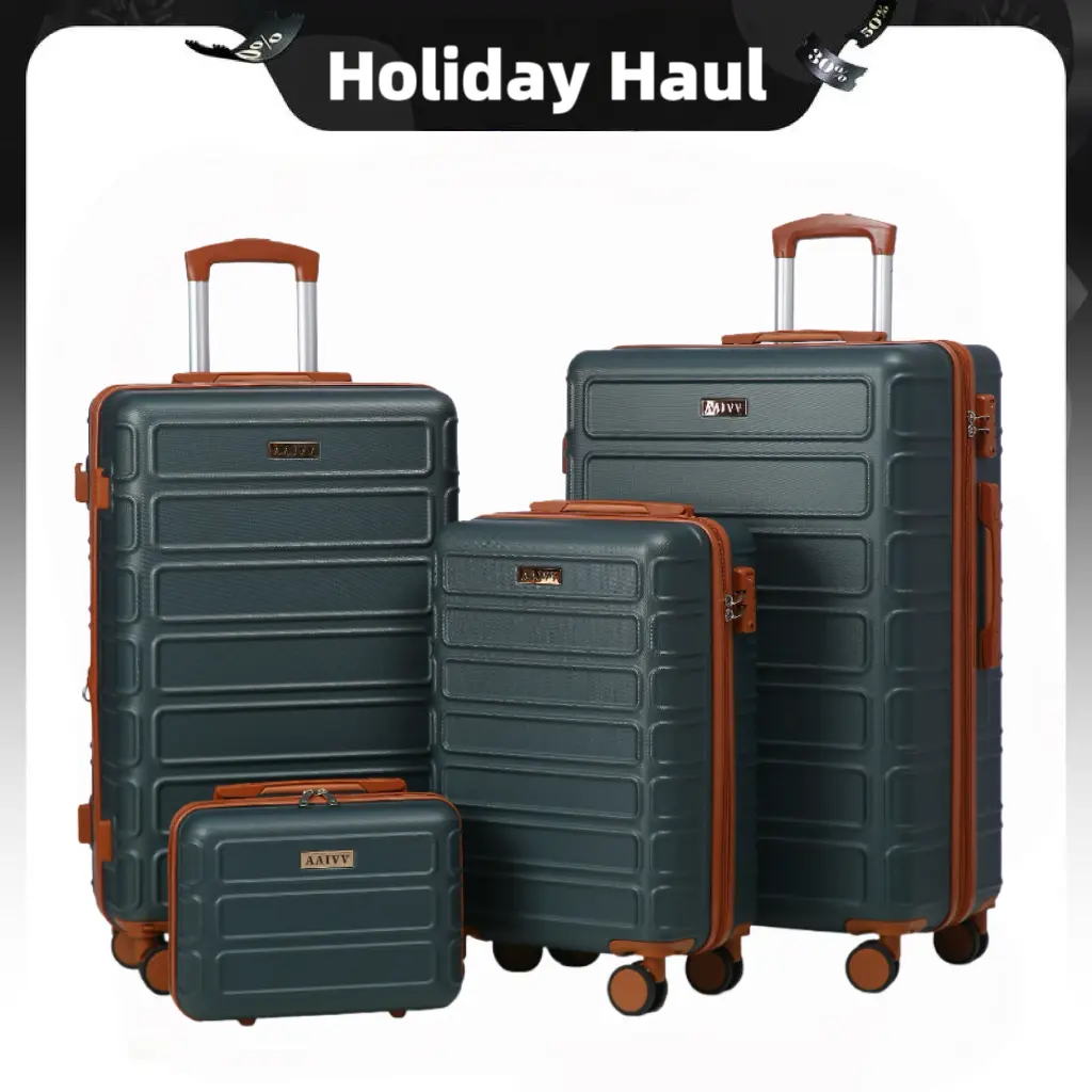 4 Piece Luggage Set, Expandable Lightweight ABS Hardshell Suitcase with TSA Lock and 360° Spinner Wheels, Durable Travel Bags for Family Trips, School, or Business Use