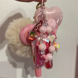 Kevin&coco Keychain Lipgloss Bundle with Pom Pom & Beaded Charms for Stylish Accessory