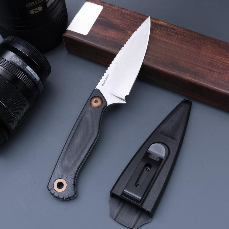 203 fixed straight knife, linen PVC handle, CMP anti-corrosion and wear-resistant high hardness steel, outdoor camping and driving survival EDC tool, the best men's gift.