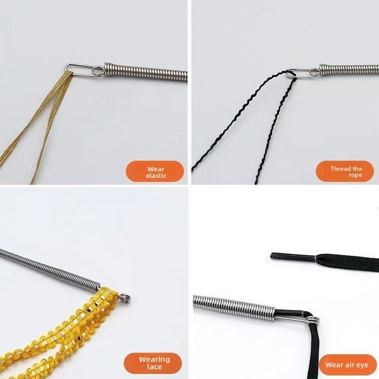 2Pcs Bendable Multi-purpose Spring Loaded Cord Threading Tool for Eyelet Elastic Waistband String Insertion Device