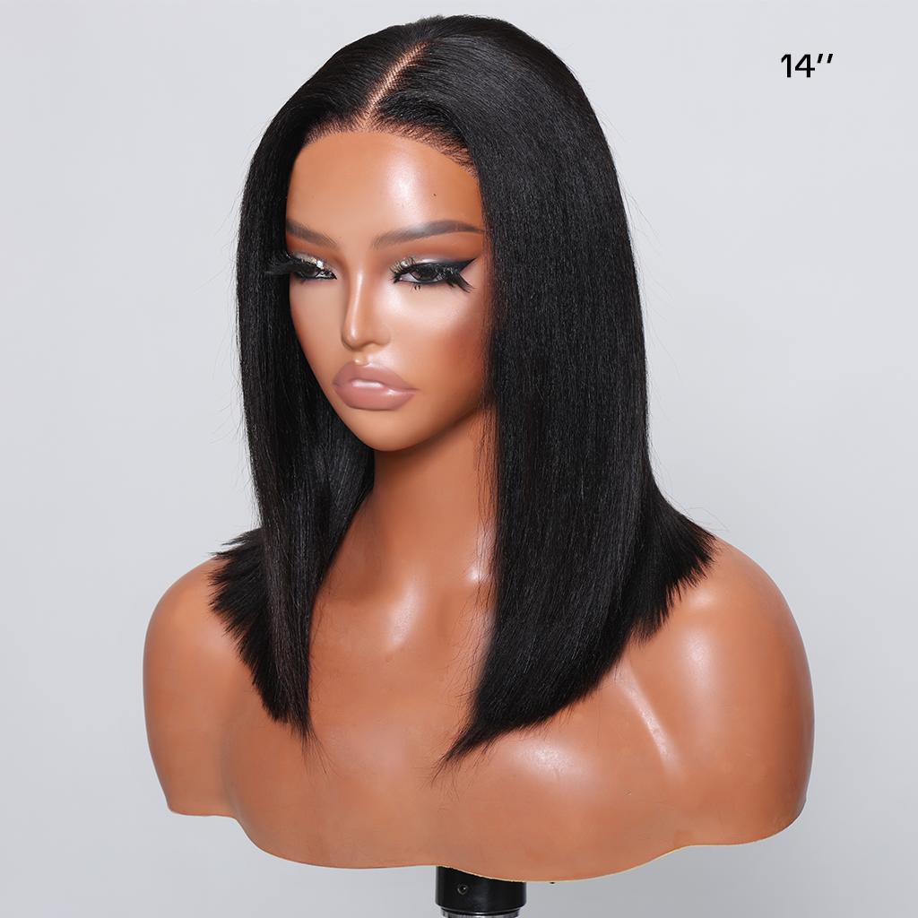 Nadula Upgraded Drawstring Yaki Straight Bob Wig 180% Density Human Hair Glueless Wig Pre-Cut Lace & Natural Scalp TikTokShopStockUp SpringStatements