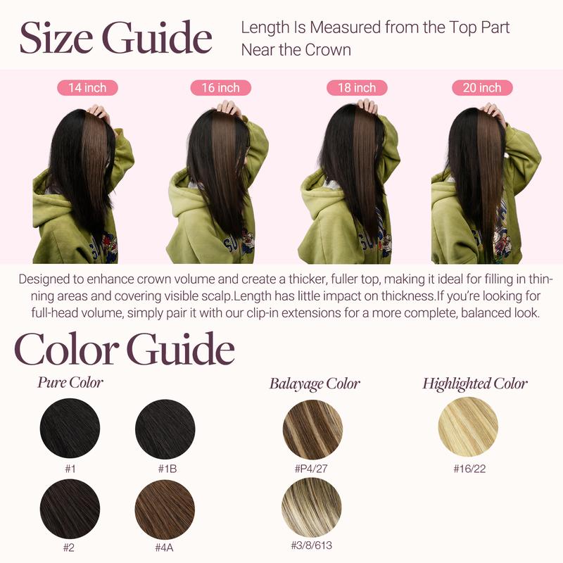 GOO GOO Scalp Hair Fill-Ins Clip-in Short Hair Extensions Real Human Hair, Thinning Hair Fill-Ins Natural Look Volumizer for Women