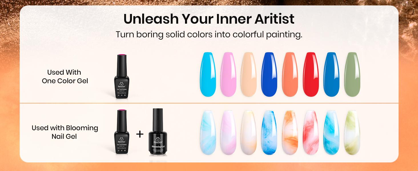 Beetles Nail Hema Free Blooming Gel Polish Clear UV LED Blossom for Nail Art and Manicure with Marble Natural Stone Effect,   Mother's Day Gift