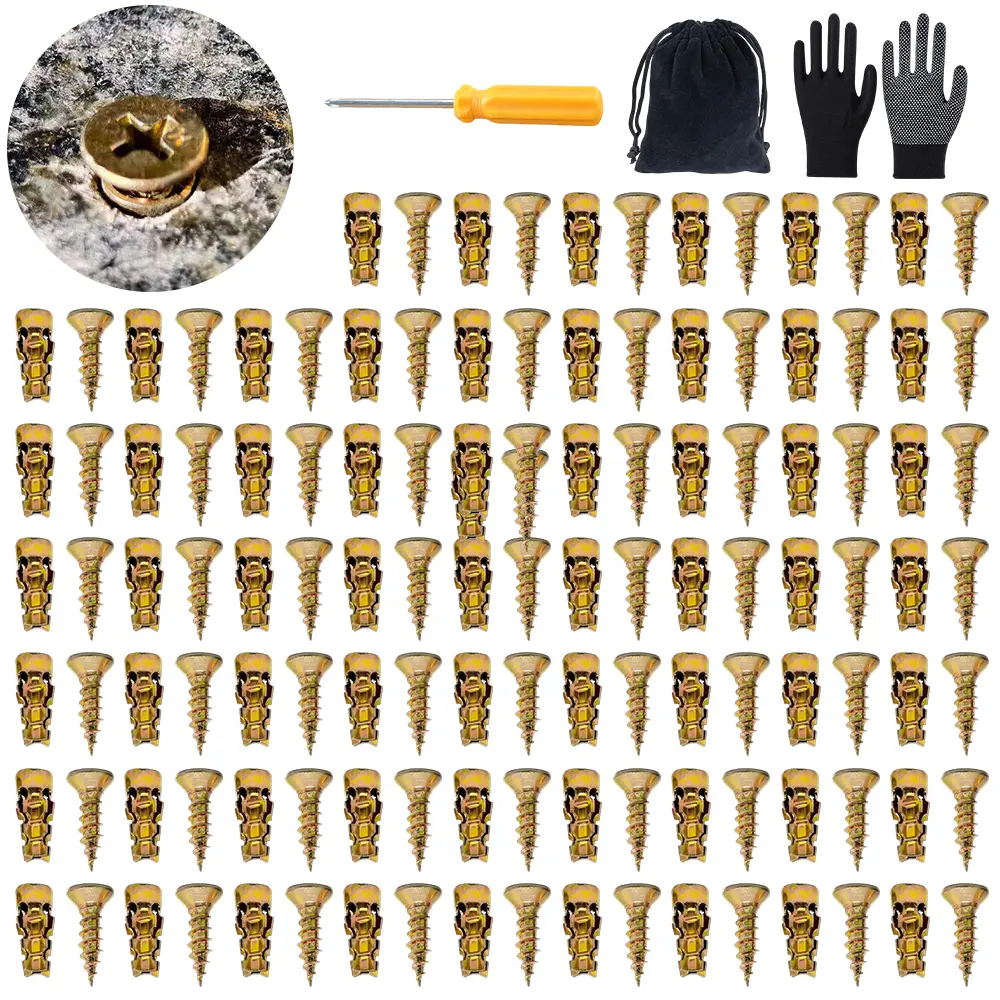 60Set 6×14mm Short Expansion Screw Set,Door Hinge Thread Repair Screws,Wall Anchors Screws Fit Holes for Tile Stone Wood Door - Home Improvement.