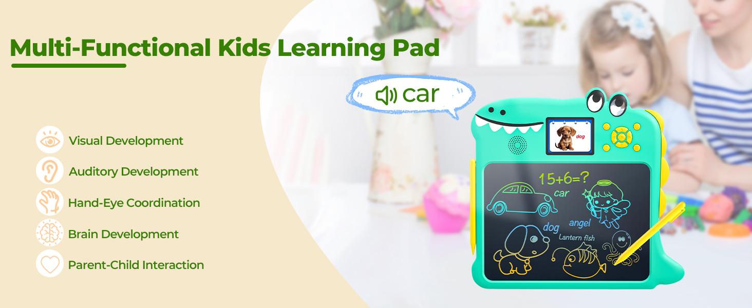 16-inch multifunctional early childhood learning machine, LCD tablet with learning machine, dual-screen learning board with 9 learning themes for autistic children's toys, suitable for boys and girls' birthday party Christmas gifts. kid Writing