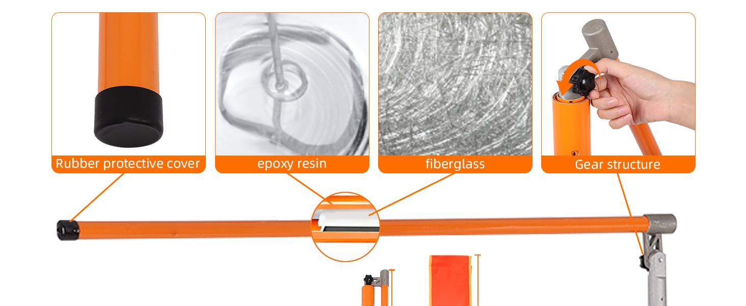 20FT Load Height Measuring Stick, Retractable Measuring Pole Height Stick with Storage Bag, Imperial & Metric Fiberglass Rod, Adjustable Height Measurement Stick for Semi Trucks, Bale Trailer, Tank