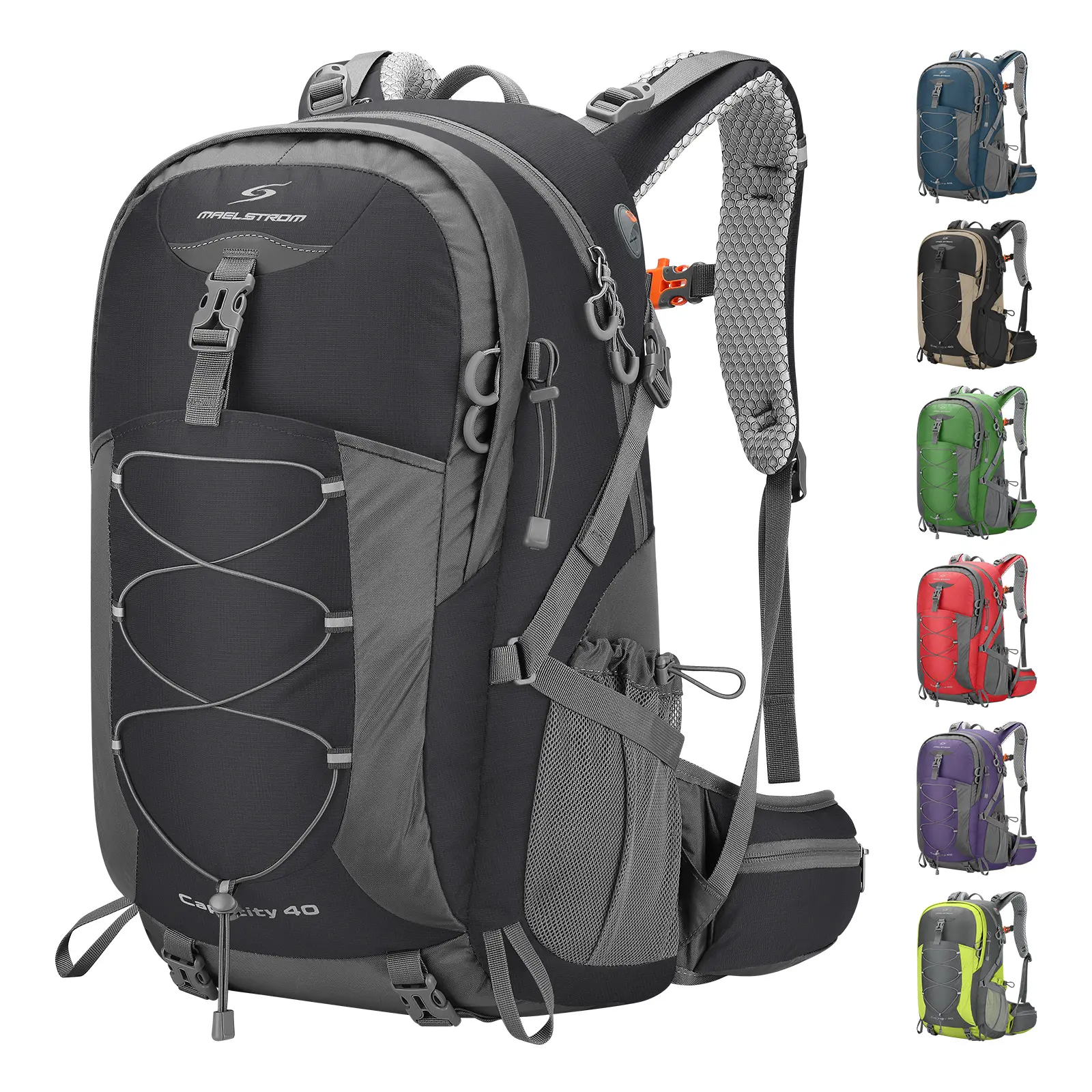 Maelstrom Hiking Backpack,Camping Backpack,40L Waterproof Hiking Daypack with Rain Cover,Lightweight Travel Backpack