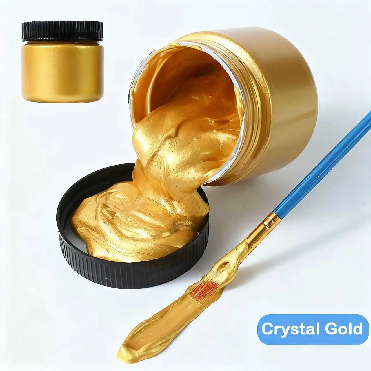 3.38oz Acrylic Paint with Glitter Topcoat - Glossy Finish DIY Painting Supply, Metallic Gloss Surface Coating, Glossy Sheen Adds Instant Elegance for Canvas, Wood & Furniture Craft Projects