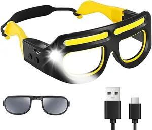 Multifunctional USB Rechargeable Headlamp High Lumen Flashlight, Glasses Light with Multi-Level Light Adjustment & Long Battery Life, Compact Portable Headlamp for Fishing Cycling Camping Night Running Outdoor Activities, Christmas Birthday New Year Gift