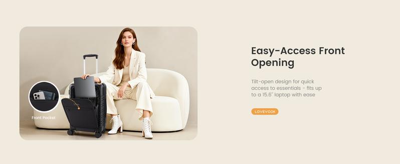 【Valentine's Day Gift】LOVEVOOK Carry On Luggage 22x14x9 Airline Approved with Detachable Pouch, 21 Inch Hardside Suitcases with Spinner Wheels, Lightweight Carry-on Luggage with TSA Lock for Women Men, 2PCS，TikTokShopJumpstartSale