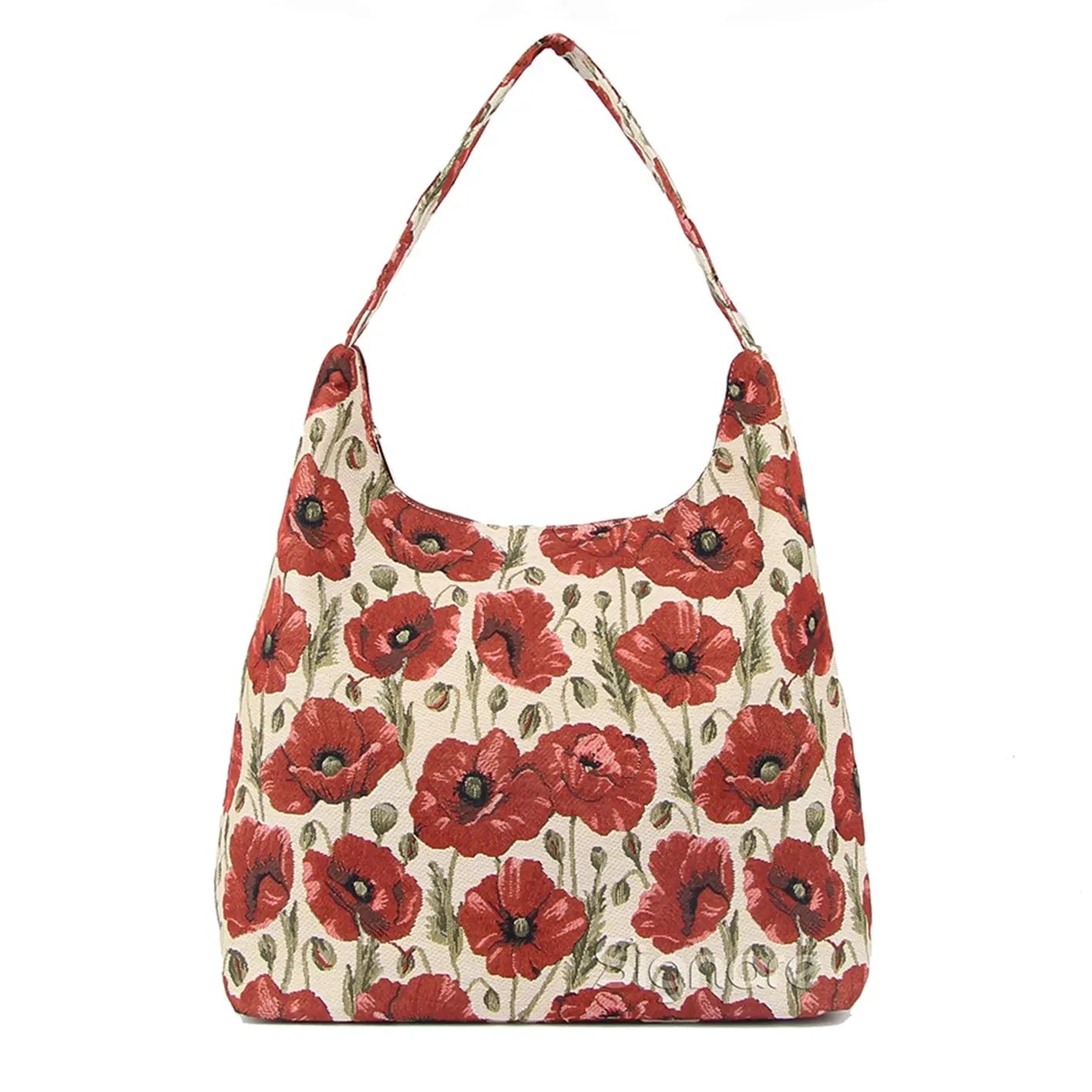 Poppy Red Floral Hobo Handbag Shoulder Bag