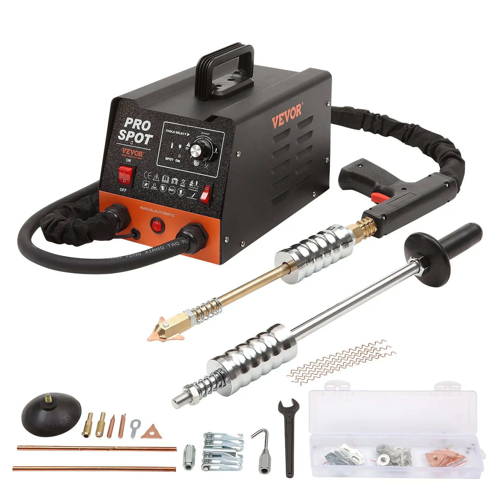 【Summerfinds】VEVOR Stud Welder Dent Repair Kit 3KW Spot Welder Dent Puller with 6 Welding ModesAuto Body Spot Welding Dent Puller Machine & 16 Types of Welding Accessories for CarTruckMotorcycle Dent Repair,father'sdaygifts,car accessories