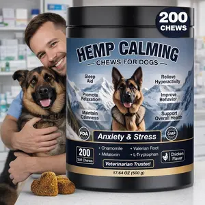 Calming Chews for Dogs 200ct, Dog Calming Chews - Anxiety and Stress Relief Treats Melatonin Bites Sleep Aid for Small/Medium/Large Dogs Calm Dog - Separation, Fireworks, Thunder, Barking - Chicken